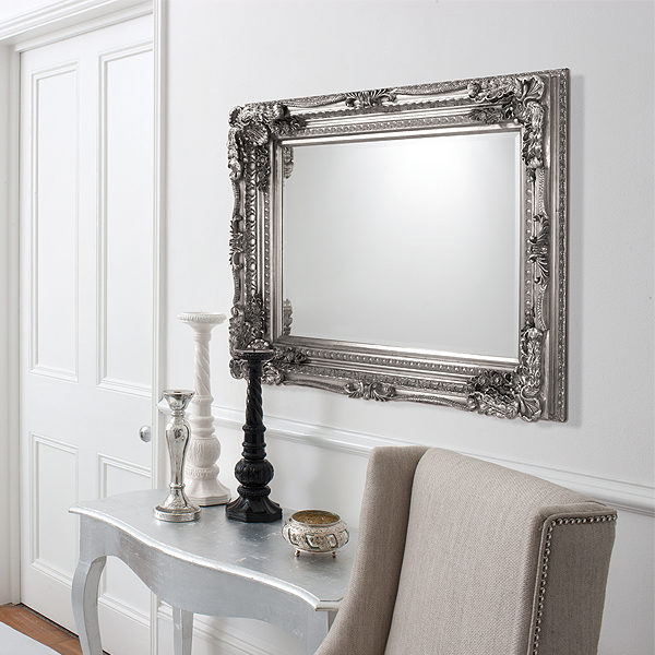 Carved Louis Silver Mirror